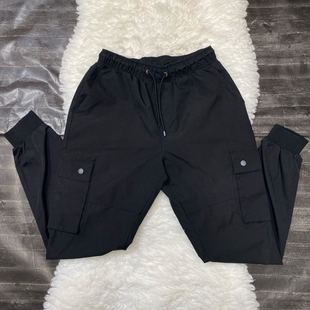 MENS SOUTH POLE BLACK CARGO JOGGER REFLECTIVE PANTS Y2K STREETWEAR OUTDOOR